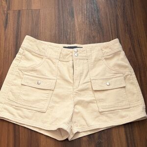 Women's Tan Corduroy Cargo Shorts
